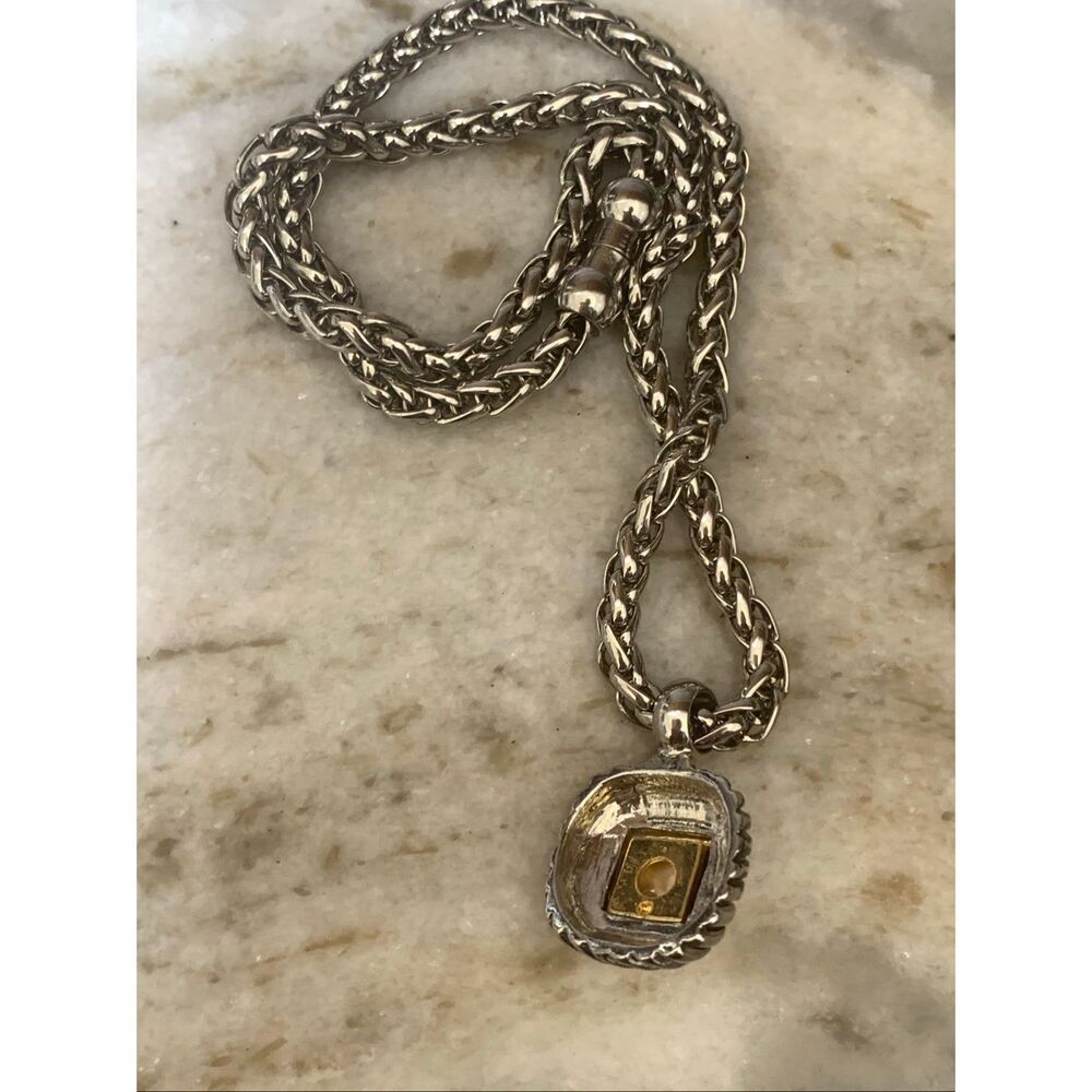 Silver Magnetic Rope Chain with Silver Gold Pearl Pendanr and matching Clip Earr - Picture 3 of 5